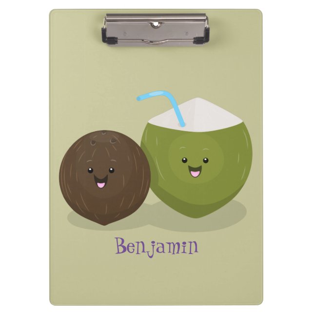Pranchetas Grátis feliz desenho animado de coconuts kawaii (Frente)