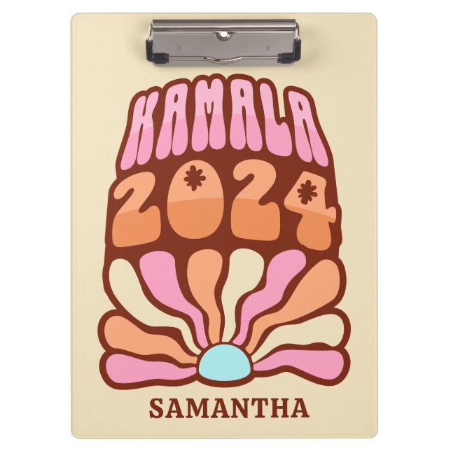 Pranchetas Groovy Personalizado Retro Kamala Harris 2024 (Frente)