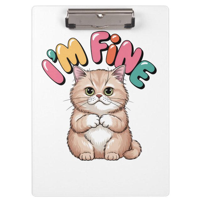 Pranchetas Grumpy Cat "I'm Fine" Funny Cartoon Shirt (Frente)