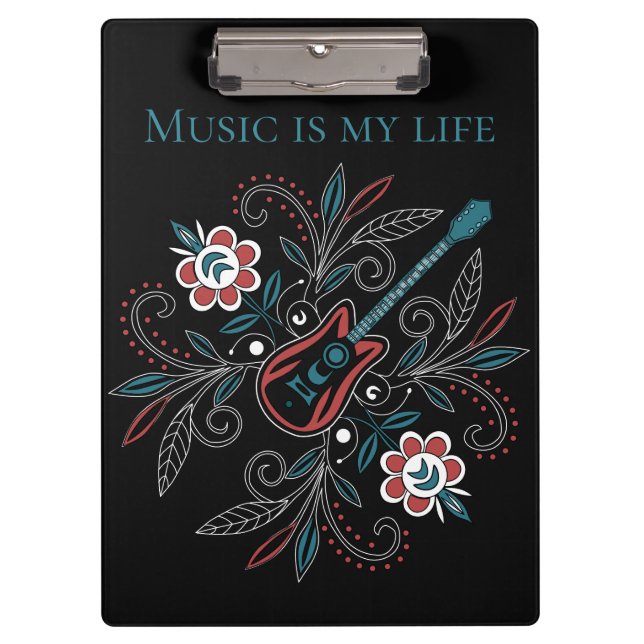 Pranchetas Guitarra Boho Rock’n’Roll com flores (Frente)