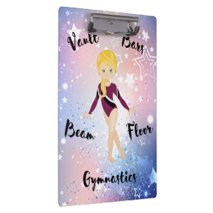 Pranchetas Gym Star Blonde, Olhos Verdes, Borgonha Leotard