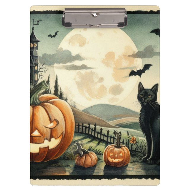 Pranchetas Halloween/outono/Outono/Abóbora/gato (Frente)