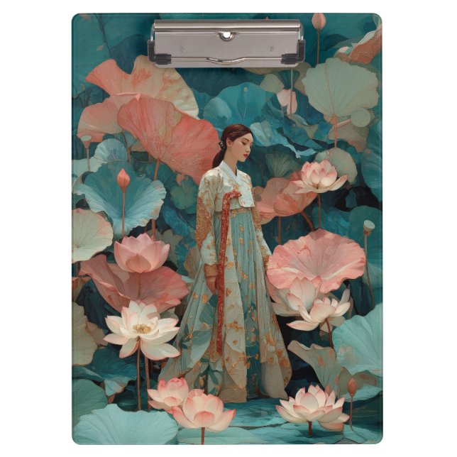 Pranchetas Hanbok Impasto Vintage e Lótus Rosa (Frente)