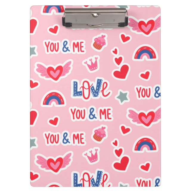 Pranchetas Happy Valentine’s Day Red Heart Art Romantic Lover (Frente)