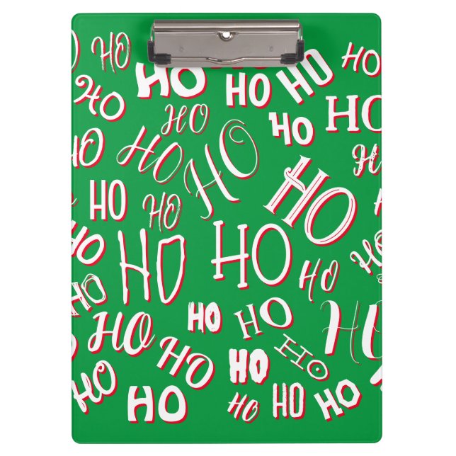 Pranchetas HO HO HO Christmas text pattern white green red (Frente)