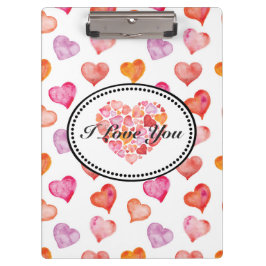 Pranchetas I love you watercolor hearts