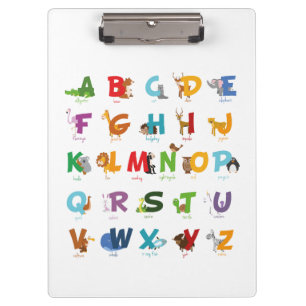 Pranchetas Ilustração - Alphabet Animal Letters