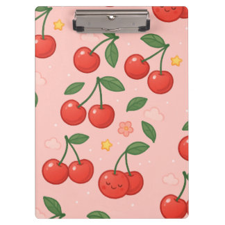 Pranchetas Ilustração animada do padrão de cereja Kawaii