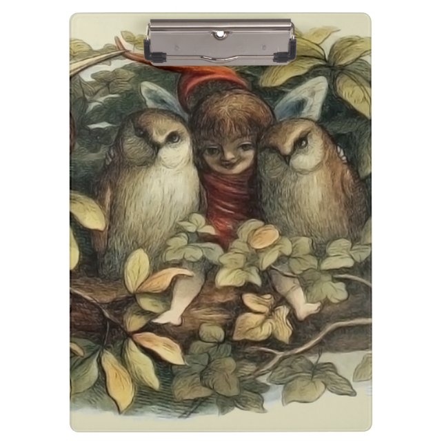 Pranchetas Ilustração da Natureza de Corujas e Fadas Elficas (Frente)