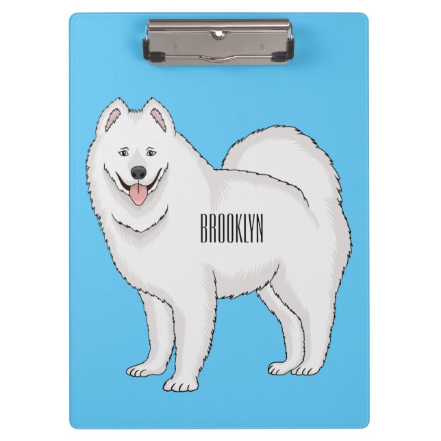 Pranchetas Ilustração de desenho animado com cão Samoyed (Frente)