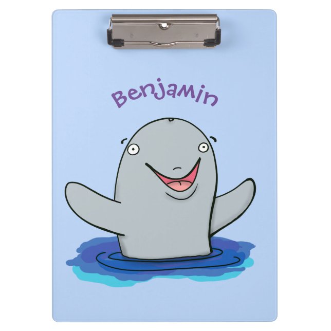 Pranchetas Ilustração de desenho animado de boto feliz e ador (Frente)