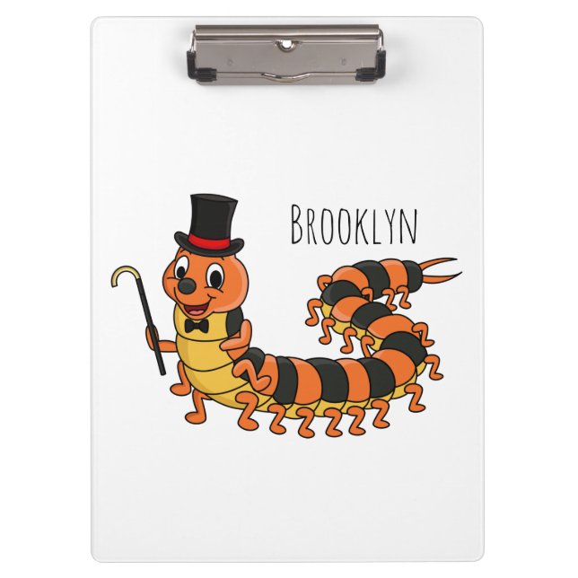 Pranchetas Ilustração de desenho animado de centopéia engraça (Frente)