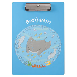 Pranchetas Ilustração de desenho animado de manta-branca e bo