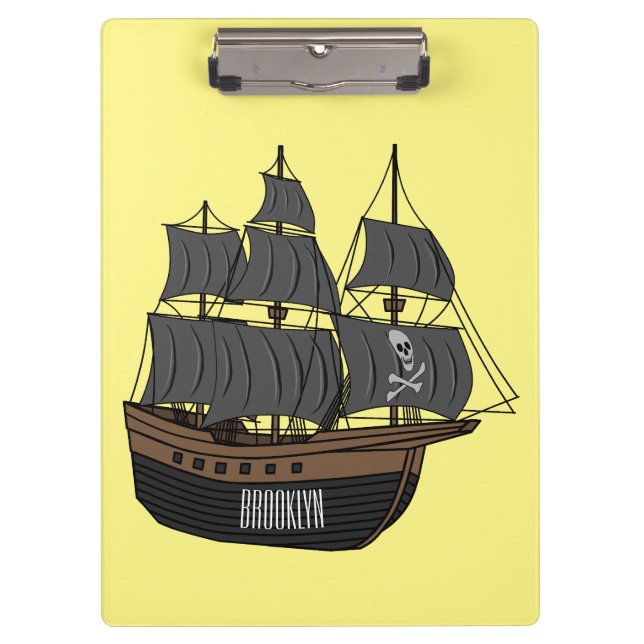 Pranchetas Ilustração de desenho animado de navio pirata (Frente)