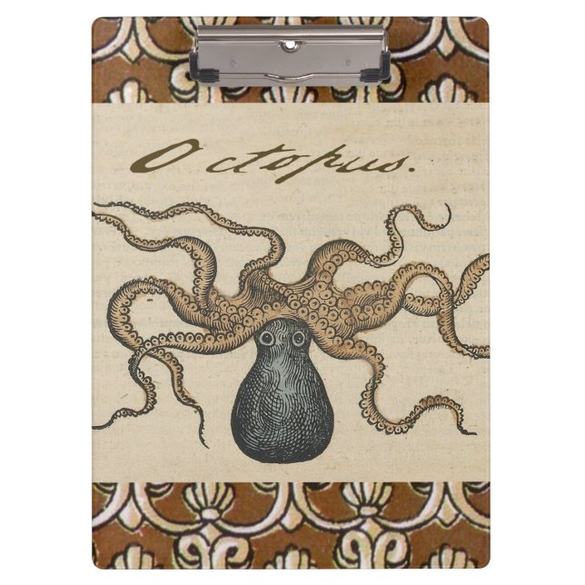 Pranchetas Ilustração Octopus Kraken Vintage (Frente)