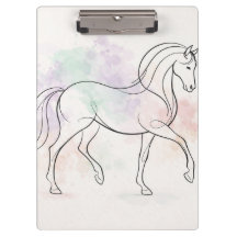 Ilustração Pastel de Linha Elegante de Cavalo