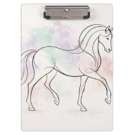 Pranchetas Ilustração Pastel de Linha Elegante de Cavalo