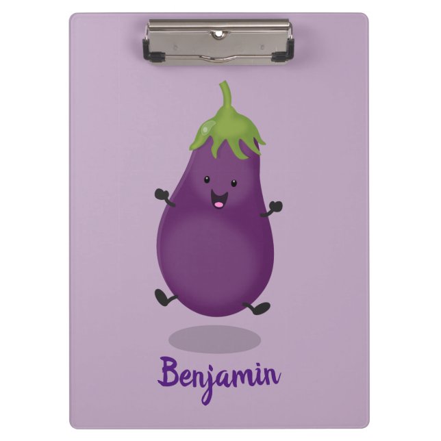 Pranchetas Imagem de desenho animado de beringela doce e feli (Frente)