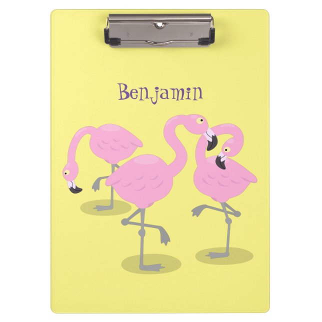 Pranchetas Imagem de desenho animado rosa-claro flamingo trio (Frente)