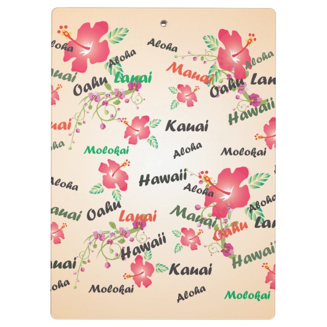 Pranchetas Impressão de Havaí Aloha com flores e nomes da (Verso)
