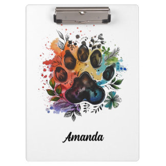 Pranchetas Impressão de Pata Boho Aquarela