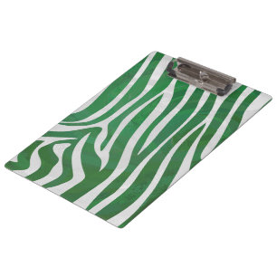 Pranchetas Impressão de Zebra Monograma Verde e Branco