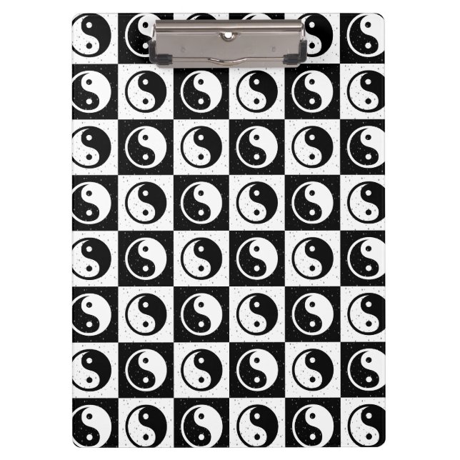 Pranchetas Impressão do bloco Zen Yin-yang, branco preto, mar (Frente)