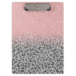 Pranchetas Impressão do Leopard Glitter e Rosa Dourado Elega