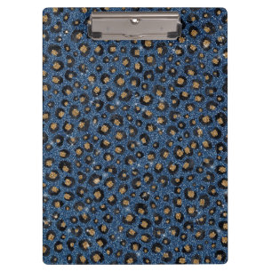 Pranchetas Impressão Dourada de Leopardo com brilho azul cl