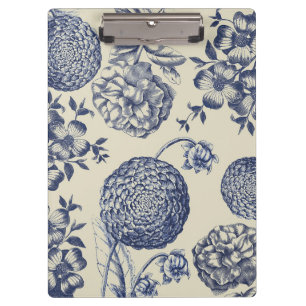 Pranchetas Impressão Flor Azul Antiquado Floral
