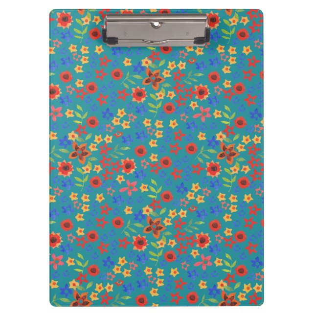 Pranchetas Impressão Floral Retro Chic na Área de Transferênc (Frente)