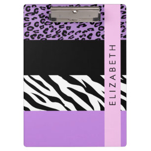 Pranchetas Impressão Leopardo, Impressão Zebra, Roxo, Seu Nom