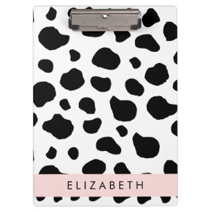 Pranchetas Impressão, Pontos De Vaca, Preto E Branco, Seu Nom