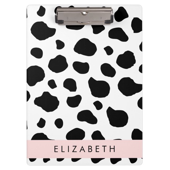 Pranchetas Impressão, Pontos De Vaca, Preto E Branco, Seu Nom (Frente)