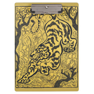 Pranchetas Impressão Vintage Art Nouveau Amarela de Tigre de 