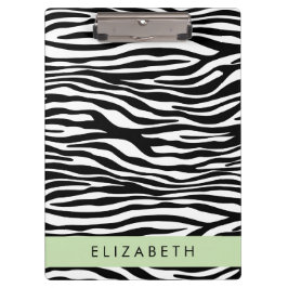 Pranchetas Impressão Zebra, Stripes, Preto E Branco, Seu Nome