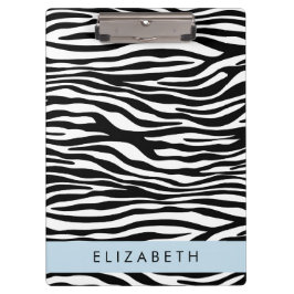 Pranchetas Impressão Zebra, Stripes, Preto E Branco, Seu Nome