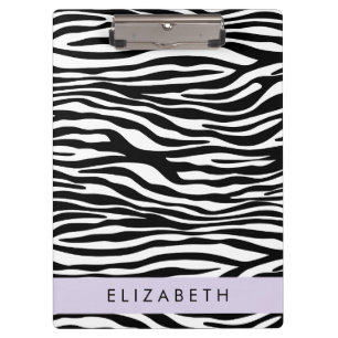 Pranchetas Impressão Zebra, Stripes, Preto E Branco, Seu Nome