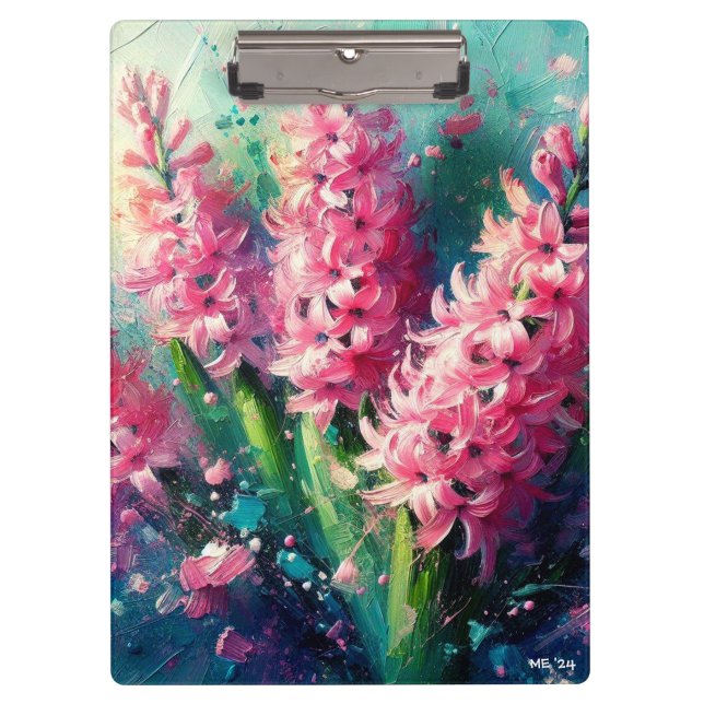 Pranchetas Impressionante Floral de Hiacintos Rosa (Frente)