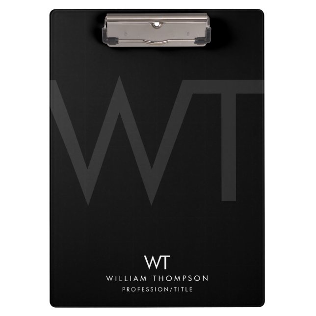 Pranchetas Iniciais de Monograma Profissional Black Business (Frente)