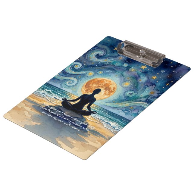 Pranchetas Ioga Meditação Céu Noturno Estrelado Lua Praia Oce (Inclinado)