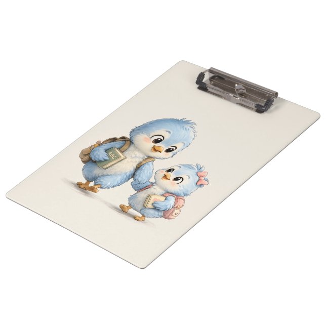 Pranchetas Irmãos de passarinho azul fofo Clipboard de escrit (Inclinado)