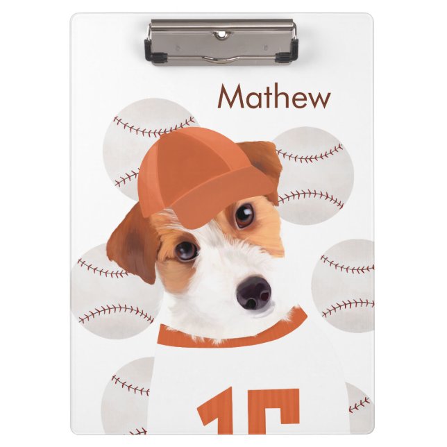 Pranchetas Jack Russell Cachorro Personalizado Baseball Jerse (Frente)
