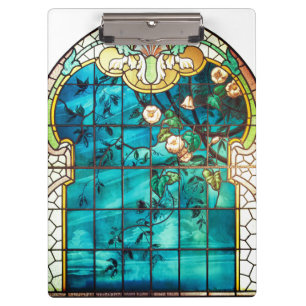 Pranchetas Janela de vitral art nouveau floral vitoriana