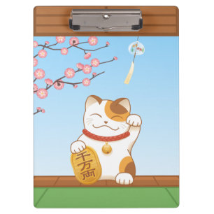 Pranchetas japonês Lucky Calico Cat, Maneki Neko