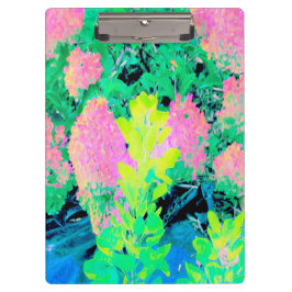 Pranchetas Jardim de Hydrangea rosa com folhagem amarela