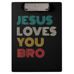 Pranchetas Jesus Te Ama Irmão, Faith Cristã Engraçado Retro