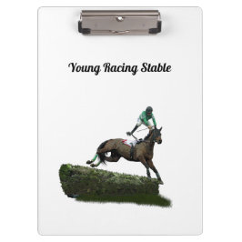 Pranchetas Jockey Com Cavalo Pulando Na Área De Transferência