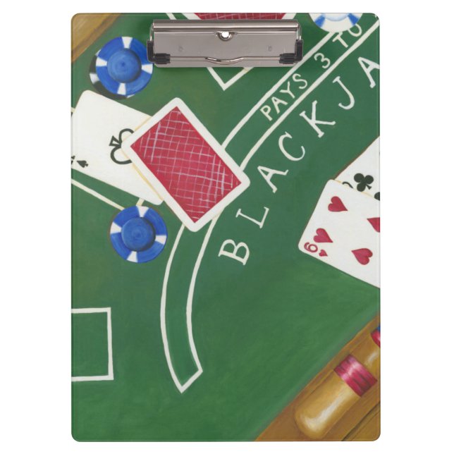 Pranchetas Jogo de Blackjack com Chips por Chariklia Zarris (Frente)