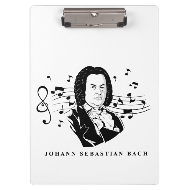 Pranchetas Johann Sebastian Bach Portrait e Bust com Notes (Frente)